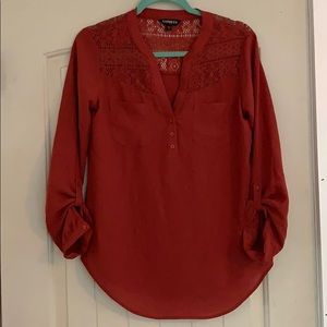 Crochet rust colored convertible sleeve top